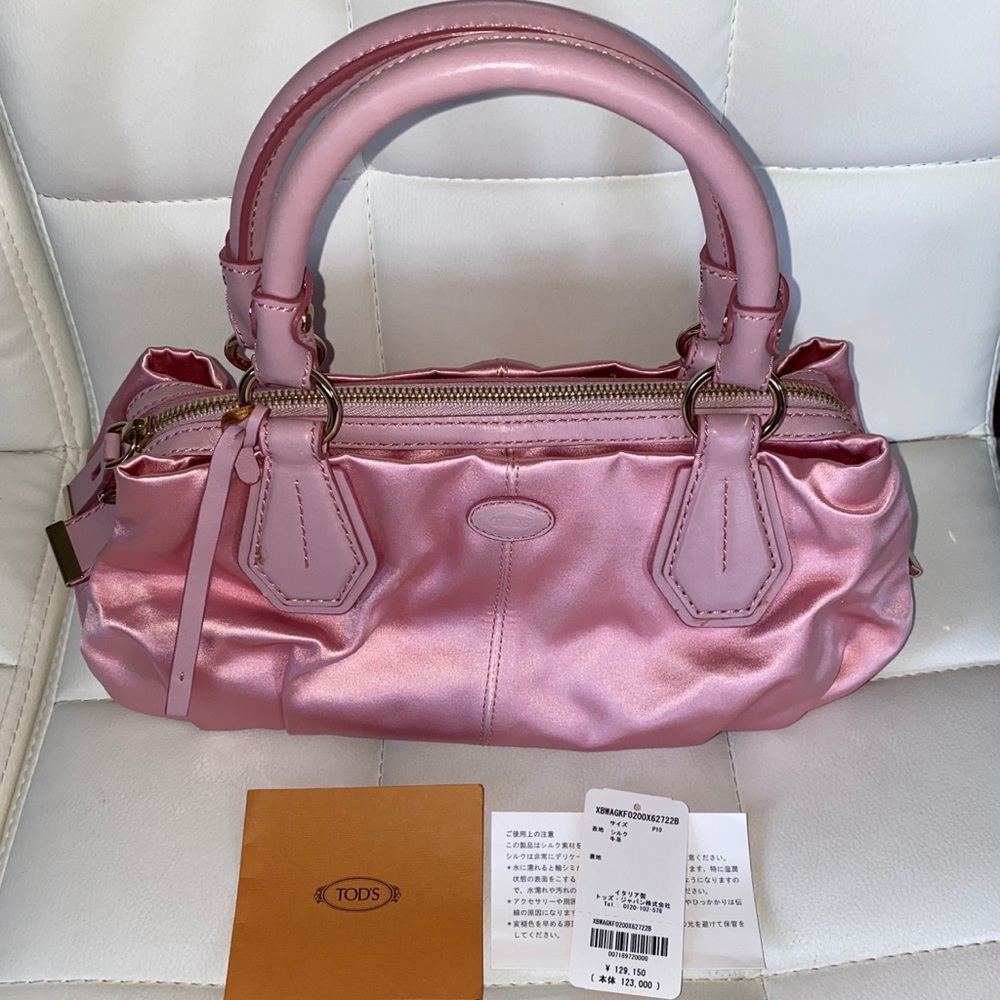 Tod’s Pink Satin/leather handbag